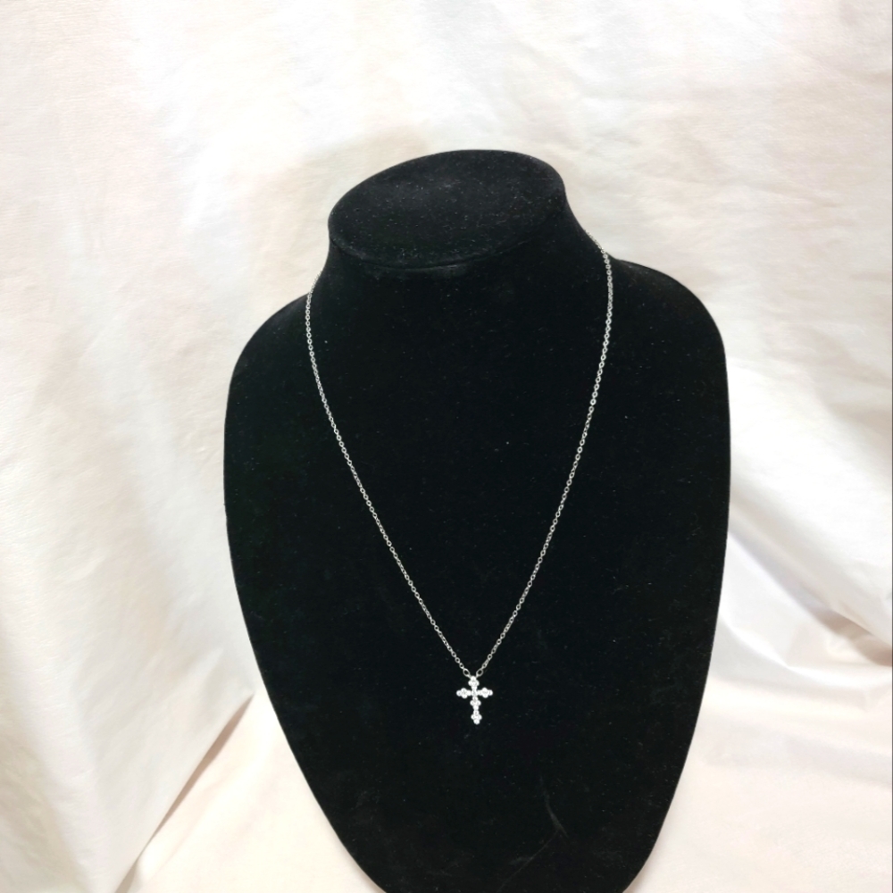 Silver Toned Chain and Cross